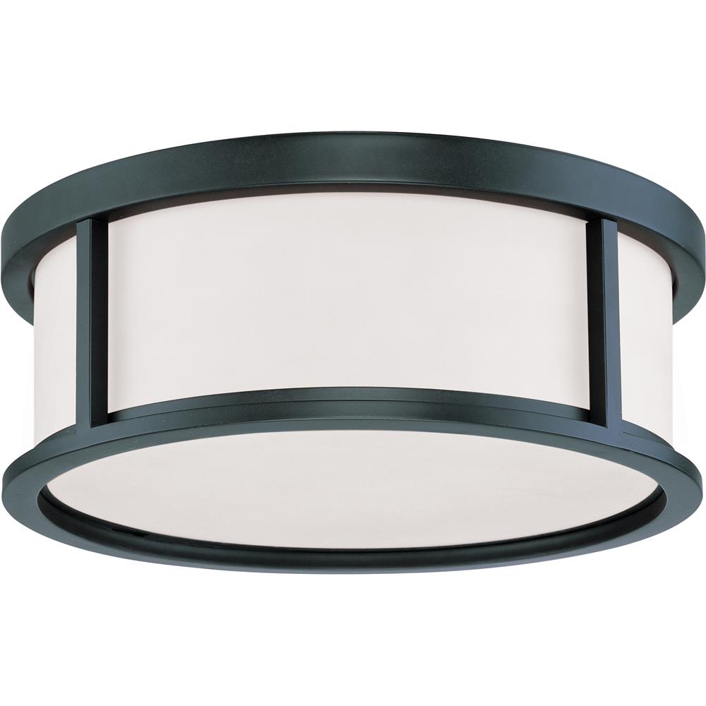 Nuvo Lighting 60/2982  Odeon - 3 Light 15" Flush Dome with Satin White Glass in Aged Bronze Finish